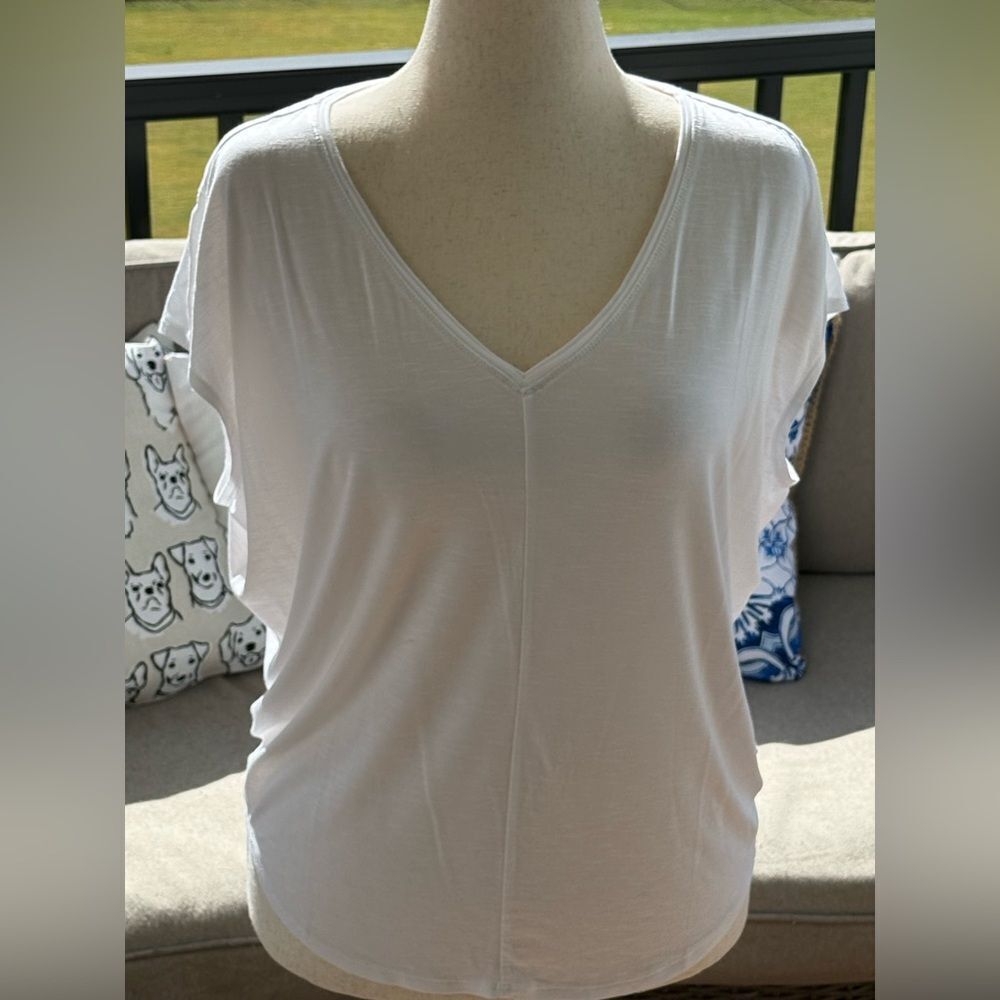 WHBM White V-Neck Women's Top NWT